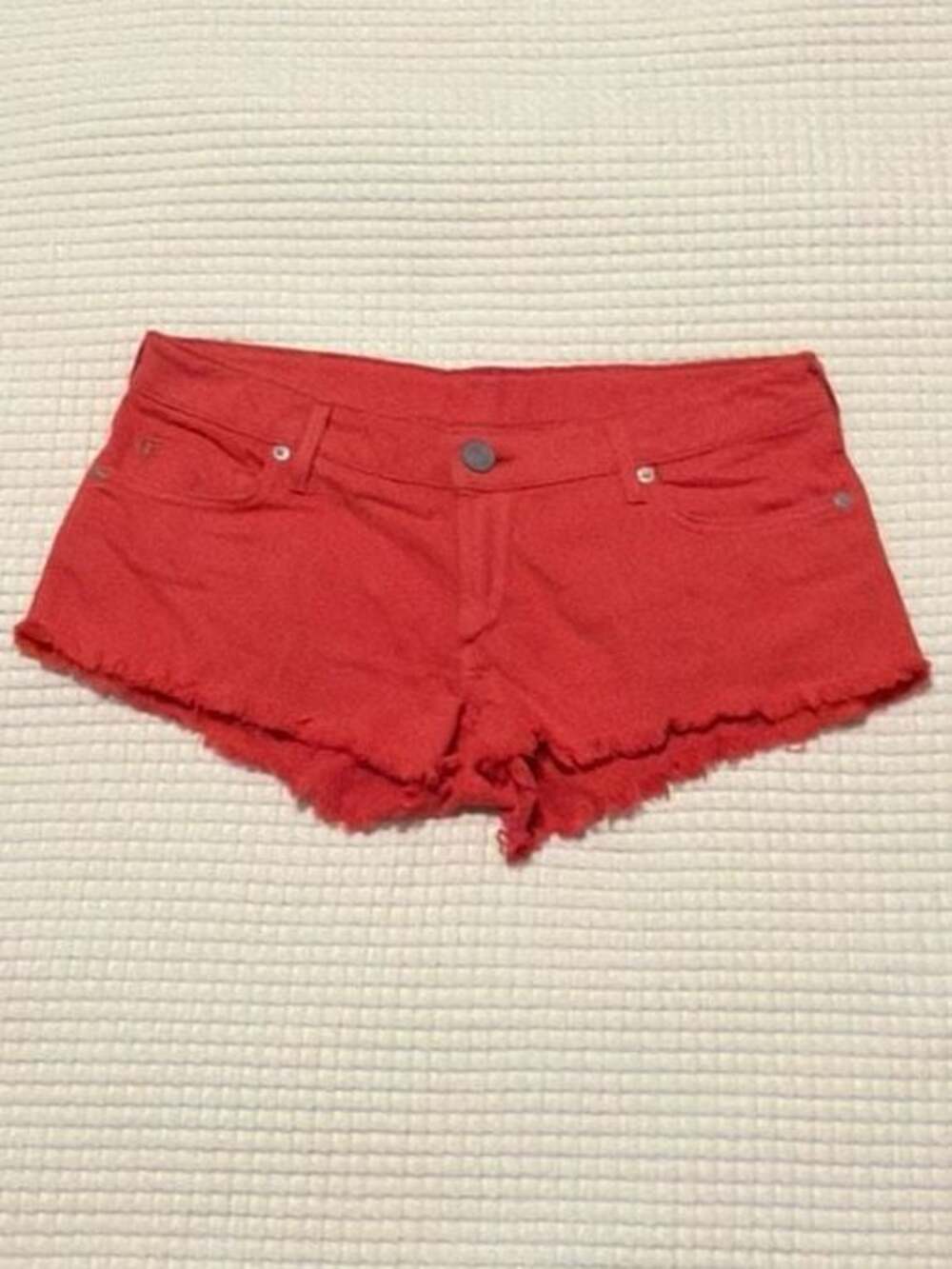 True Religion Joey Cut-Off Red Denim Shorts